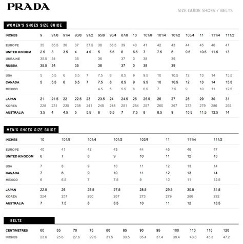 prada 10.5 corrisponde|prada size chart uk.